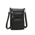 Miss Lulu Multi Pocket Leather Look RFID - Blocking Cross Body Bag - Black