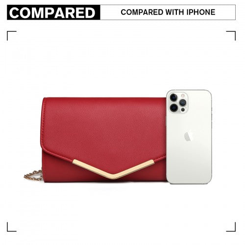 Miss Lulu Vegan Envelope Clutch Bag - Red