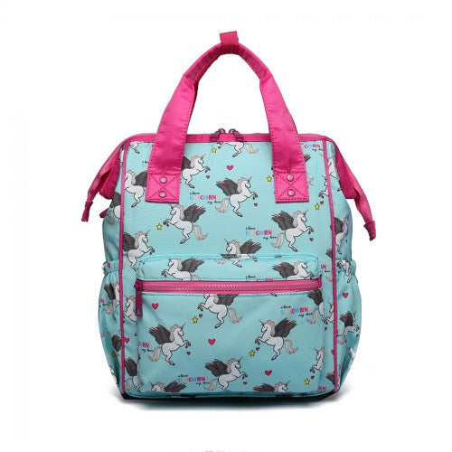Miss Lulu Child's Unicorn Backpack with Pencil Case - Blue