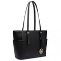 Miss Lulu Faux Leather Adjustable Handle Tote Bag - Black