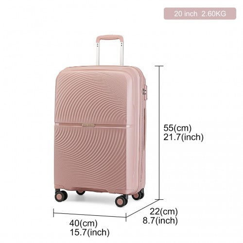 British Traveller 20 Inch Spinner Hard Shell PP Suitcase With TSA Lock - Nude