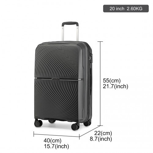 British Traveller 20 Inch Spinner Hard Shell PP Suitcase With TSA Lock - Black