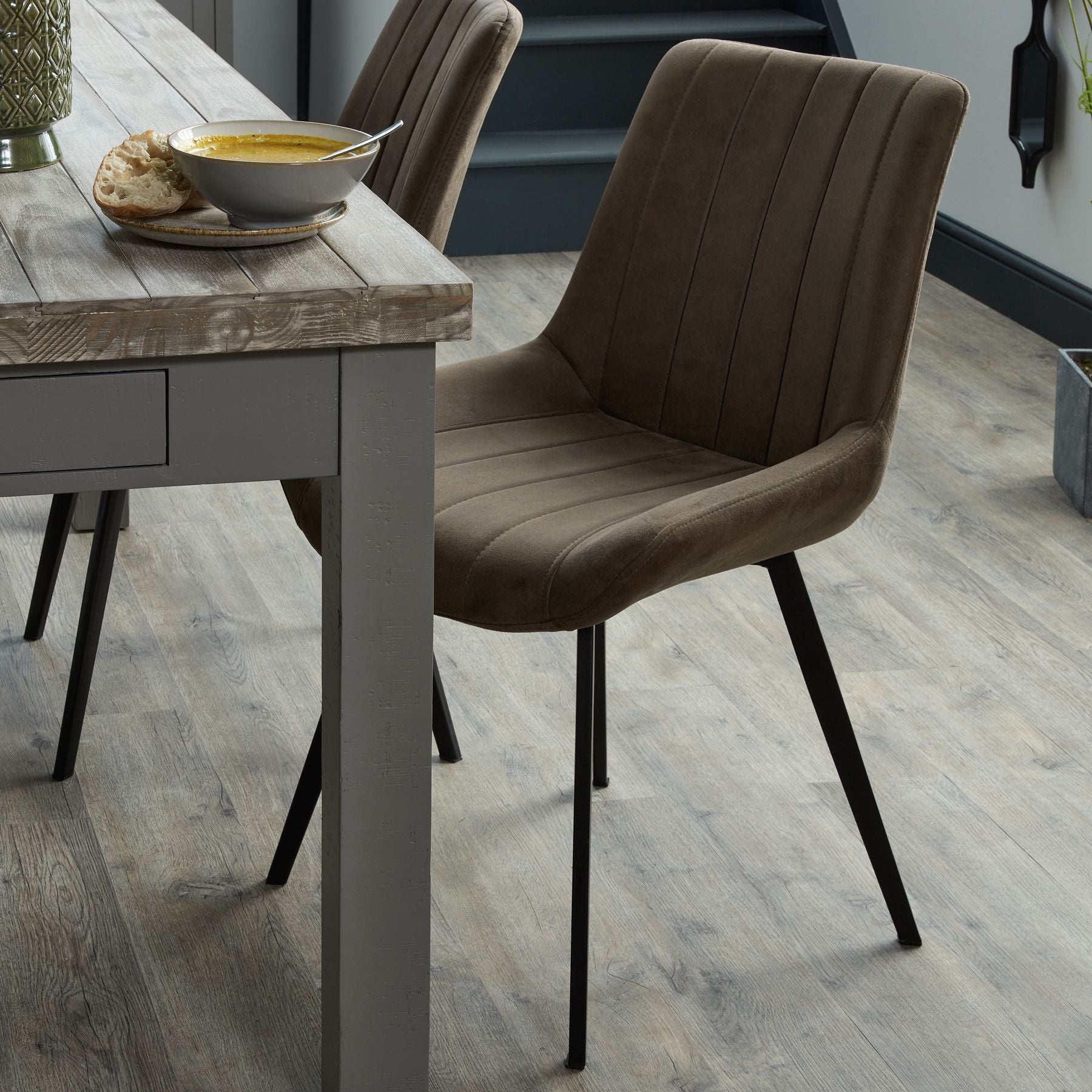 Malmo Coffee Dining Chair – Channel-Stitched Faux Leather