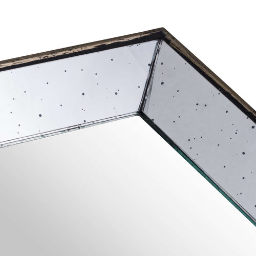Astor Handcrafted Small Distressed Mirrored Square Tray with Wooden Frame