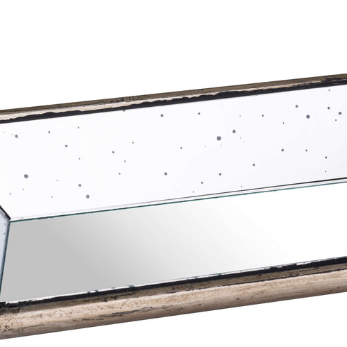 Astor Handcrafted Distressed Mirrored Display Tray with Wooden Detailing