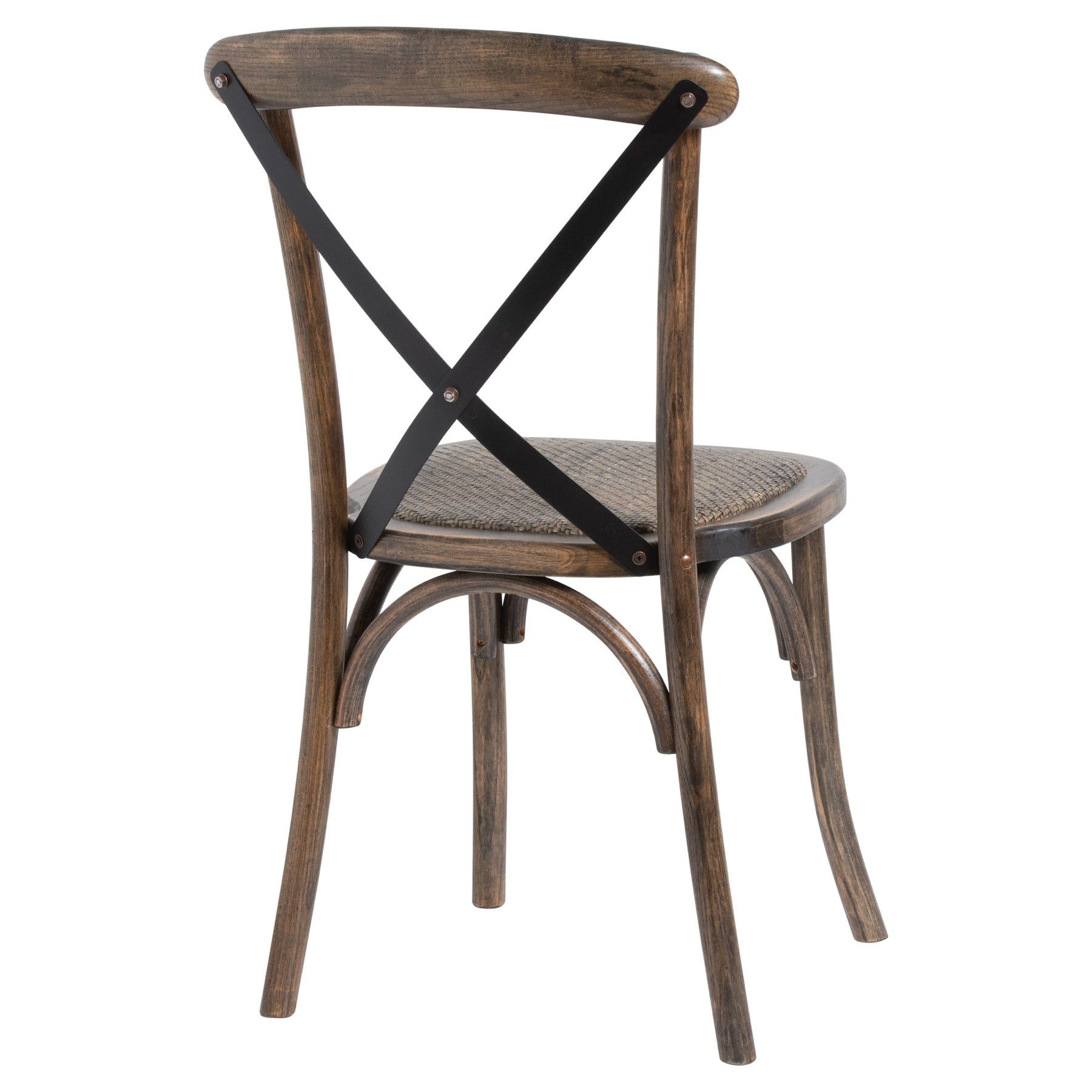 Cross Back Dining Chair – Elm Wood with Rush Seat