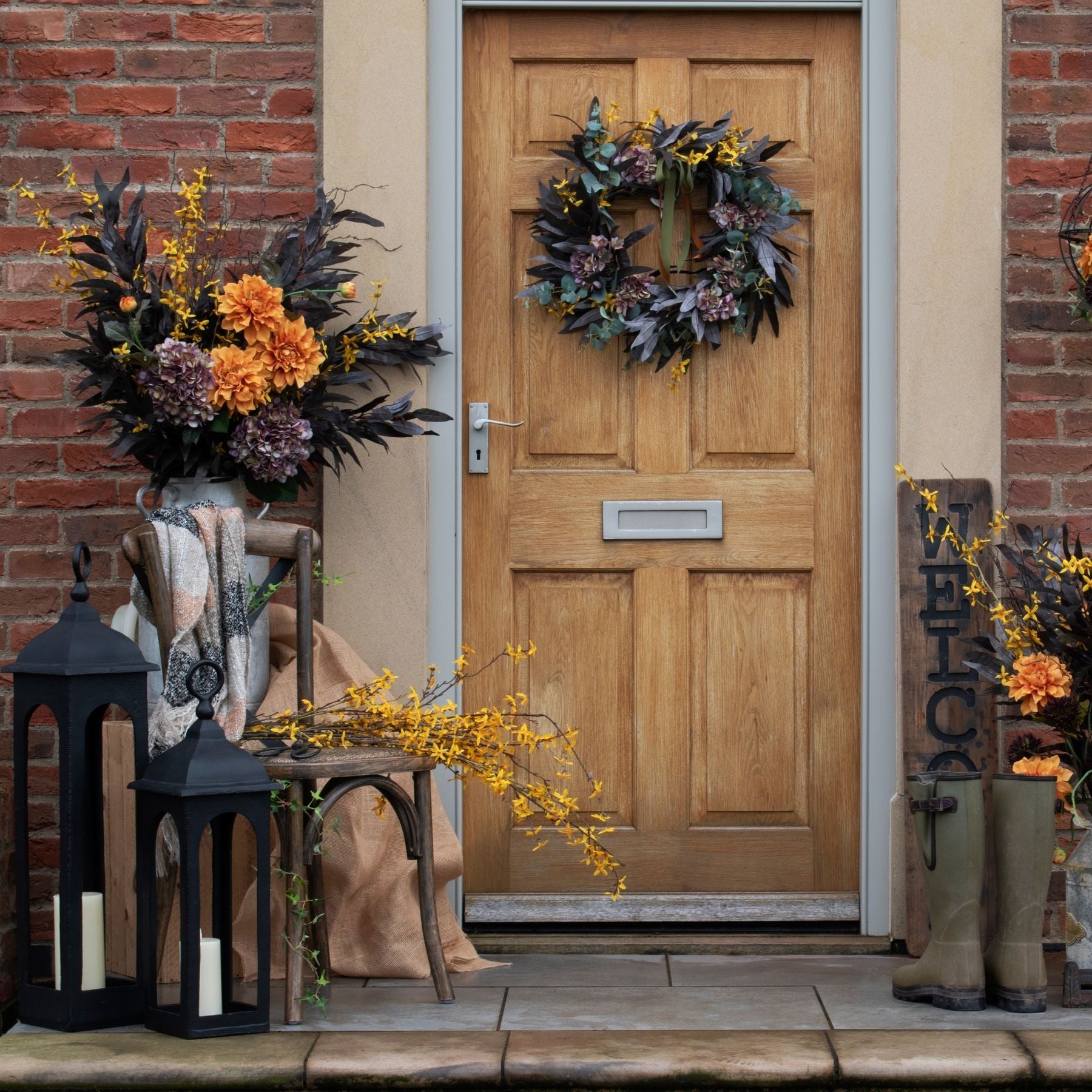 Cross Back Dining Chair – Elm Wood with Rush Seat