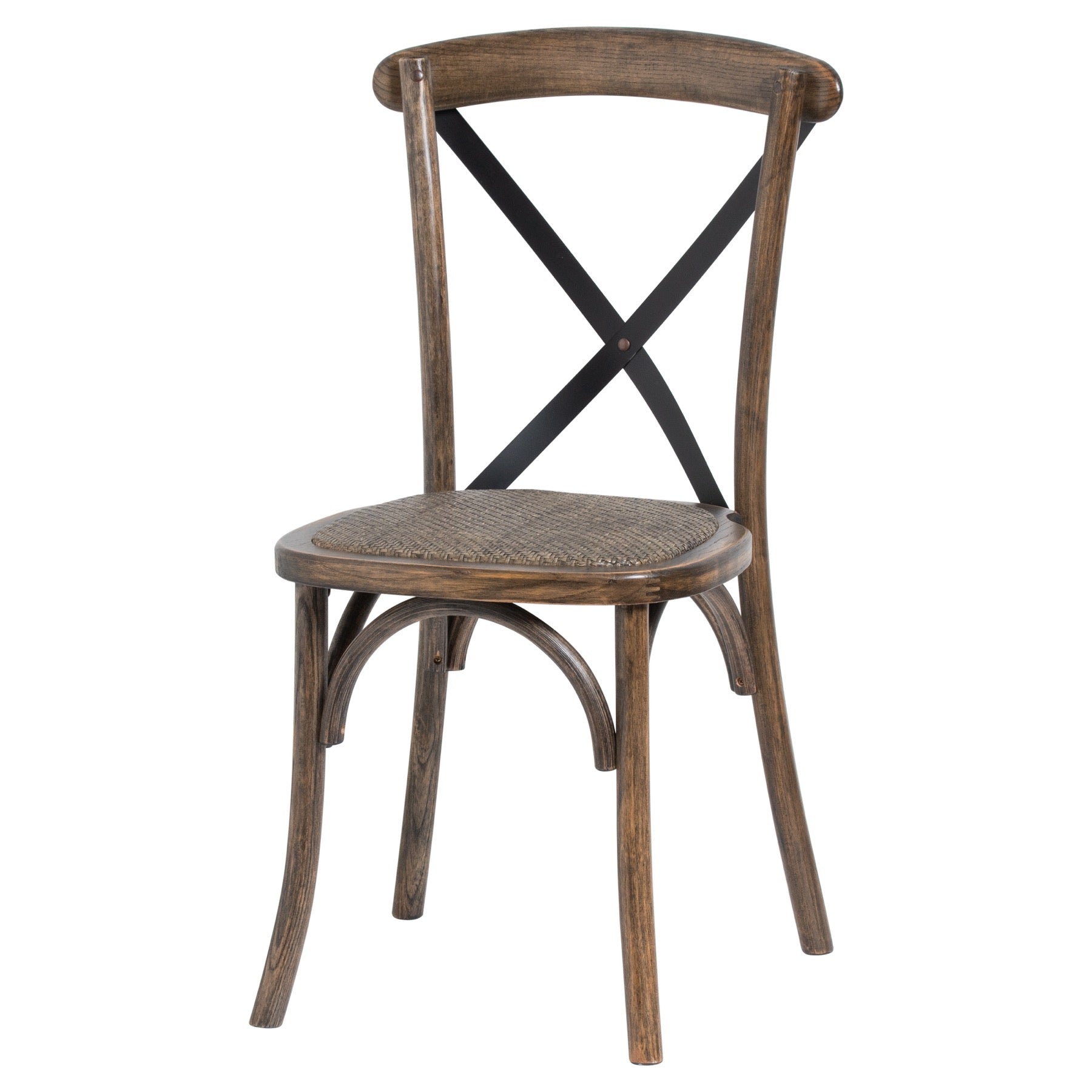 Cross Back Dining Chair – Elm Wood with Rush Seat