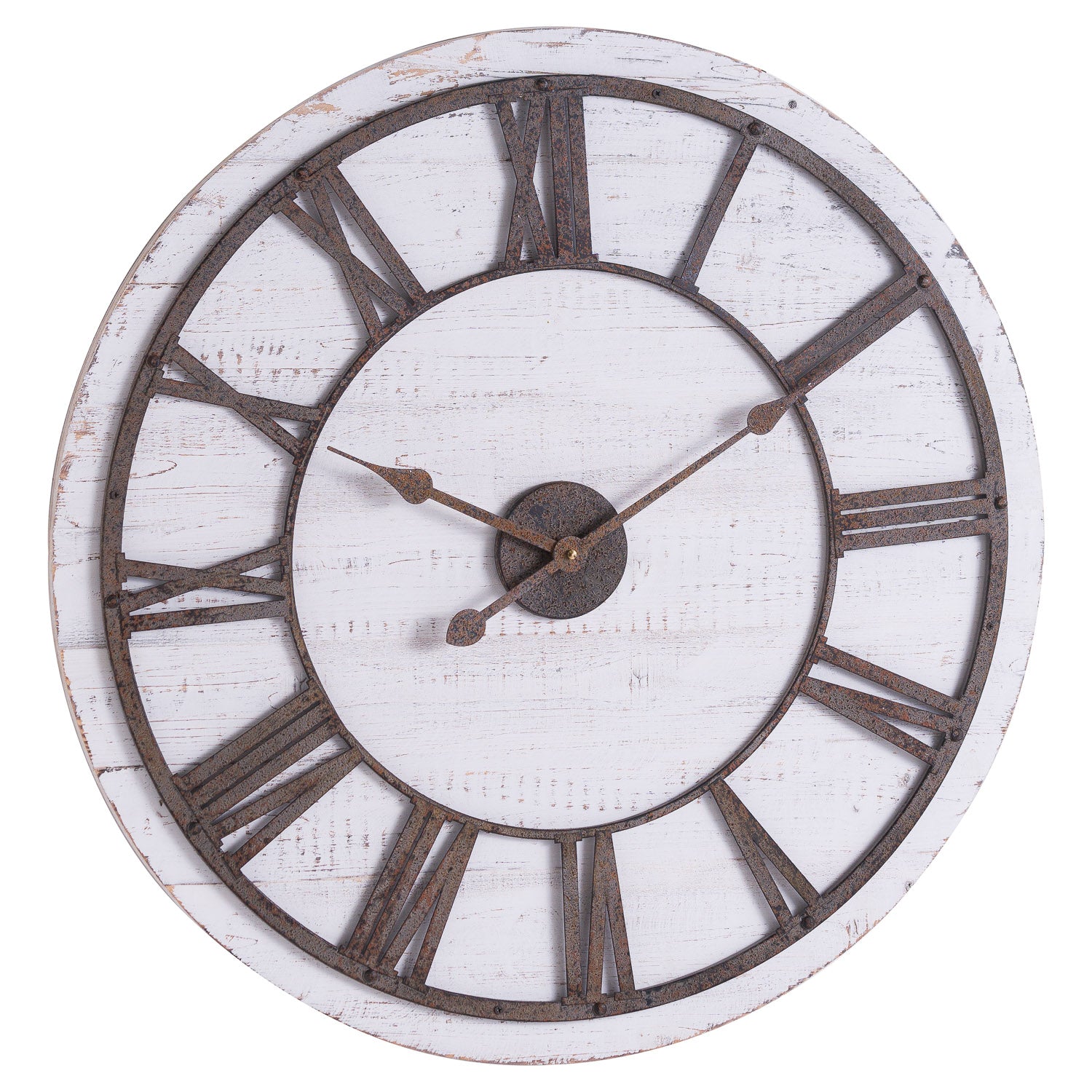 Rustic Wooden Clock With Aged Numerals And Hands 68cm