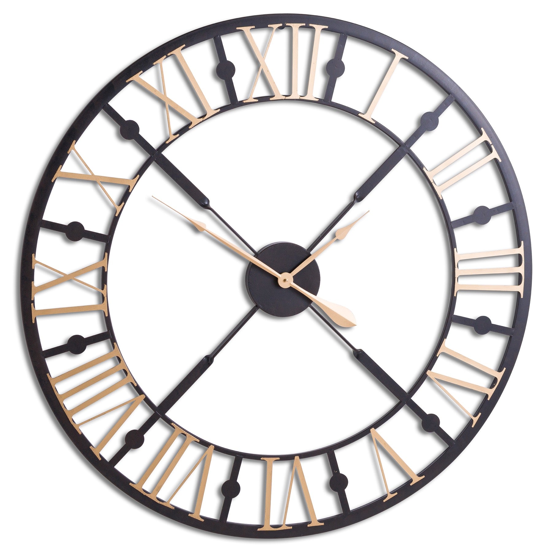 Black And Gold Skeleton Clock - Handcrafted 95cm