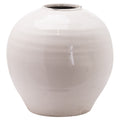 Garda Glazed Regola Vase - Round Cream Crackle Ceramic Flower Arrangement Pot