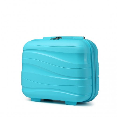 Kono 14 Inch Lightweight Polypropylene Hard Shell Vanity Case - Blue