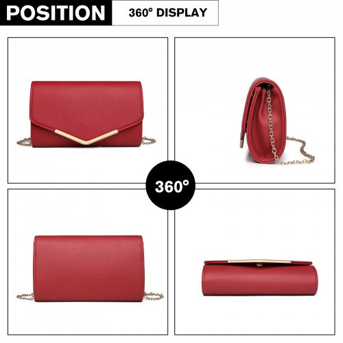 Miss Lulu Vegan Envelope Clutch Bag - Red