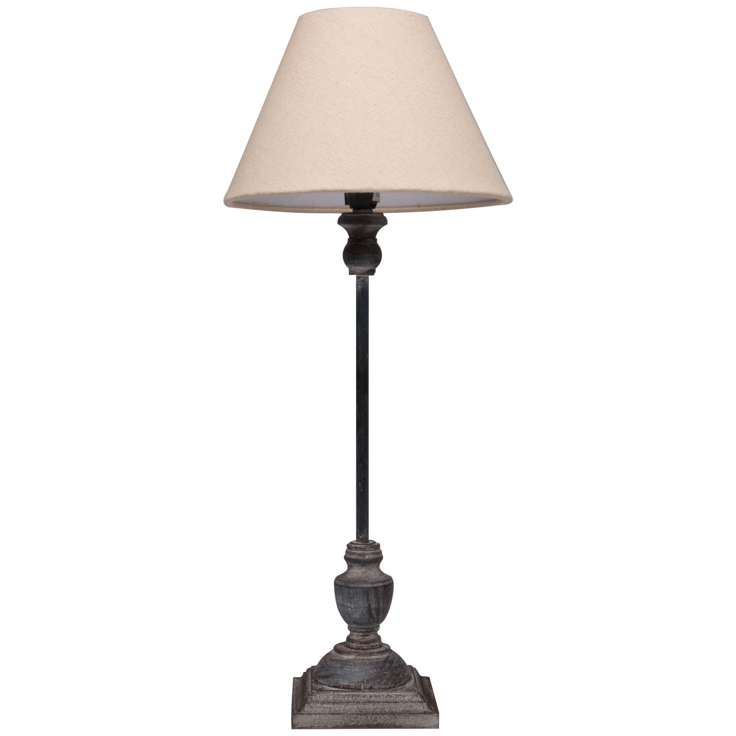Incia Table Lamp – Grey-Washed Wood with Linen Shade | Handcrafted Minimalist Lighting