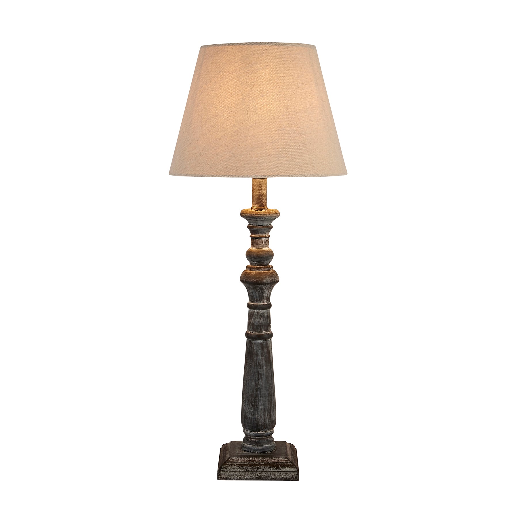 Incia Table Lamp – Grey-Washed Wood with Linen Shade | Minimalist & Country Style Lighting