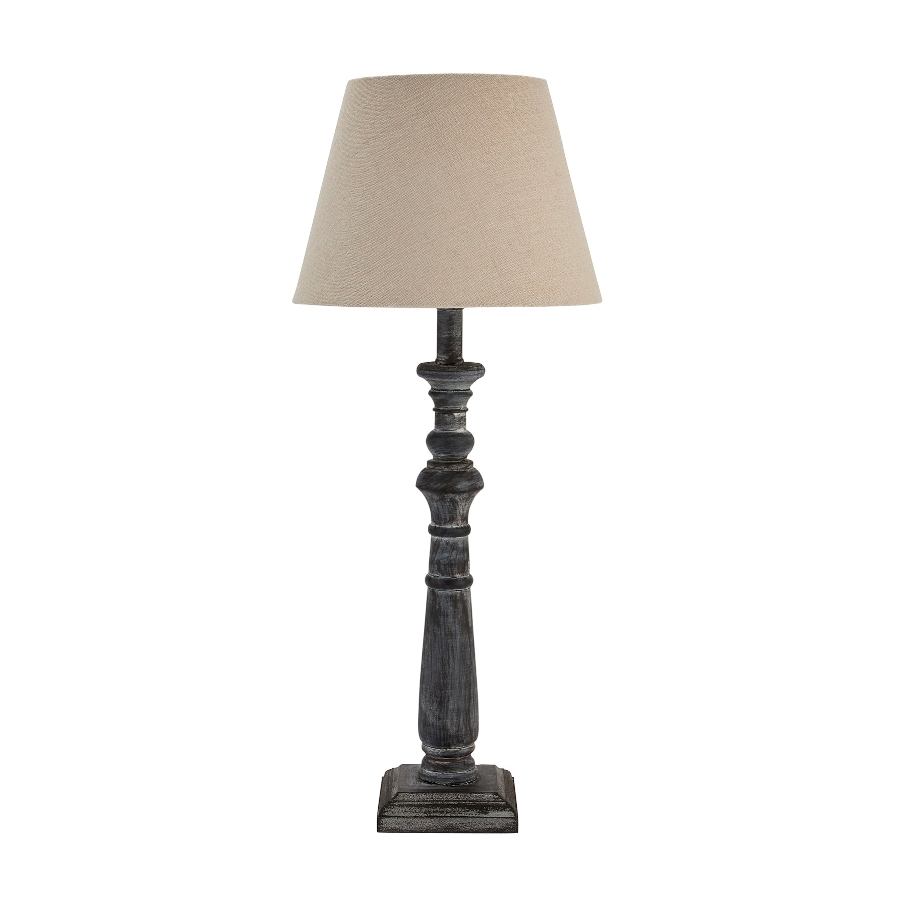 Incia Table Lamp – Grey-Washed Wood with Linen Shade | Minimalist & Country Style Lighting
