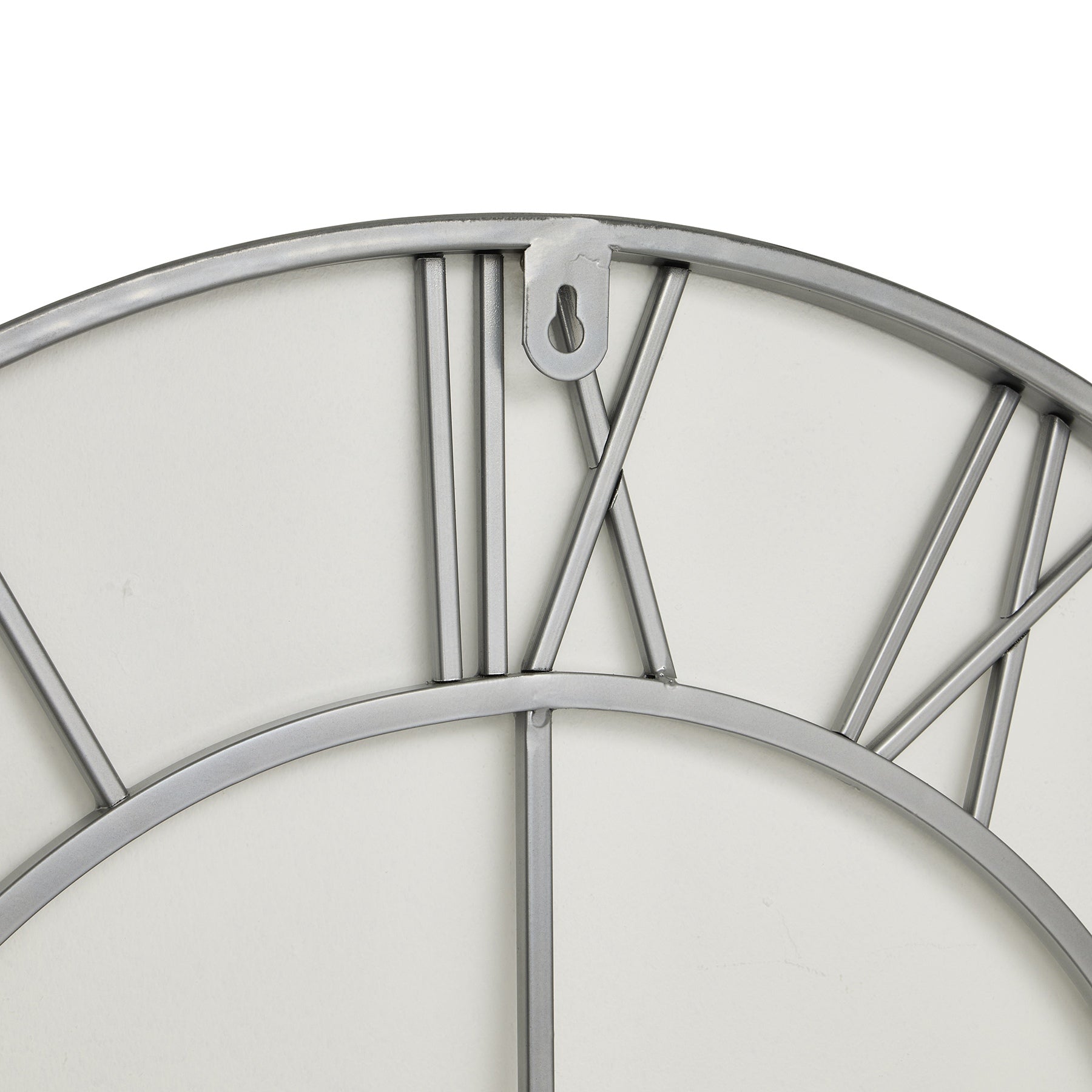 Contemporary Silver Skeleton Wall Clock Handcrafted 70cm