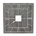 Williston Grey Square Wall Clock – White Metal Roman Numerals (60cm)