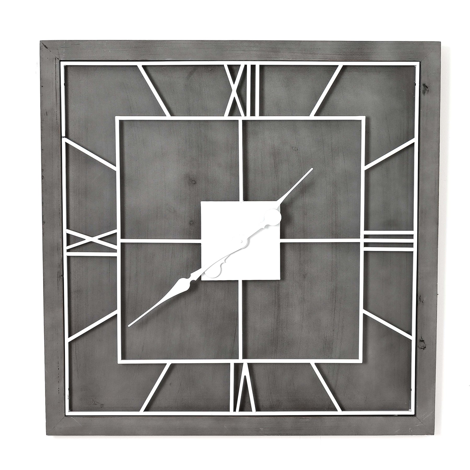 Williston Grey Square Wall Clock Handcrafted Metal skeleton style 60cm