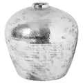 Hammered Silver Astral Vase – Ceramic Statement Metallic Decorative Vessel
