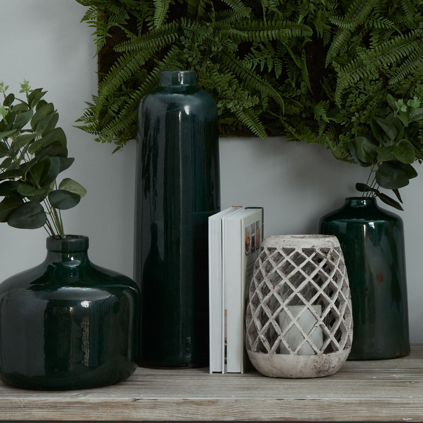 Large Emerald Glazed Ceramic Statement Vase - Handcrafted Decorative Stoneware
