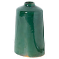 Large Emerald Glazed Ceramic Statement Vase - Handcrafted Decorative Stoneware