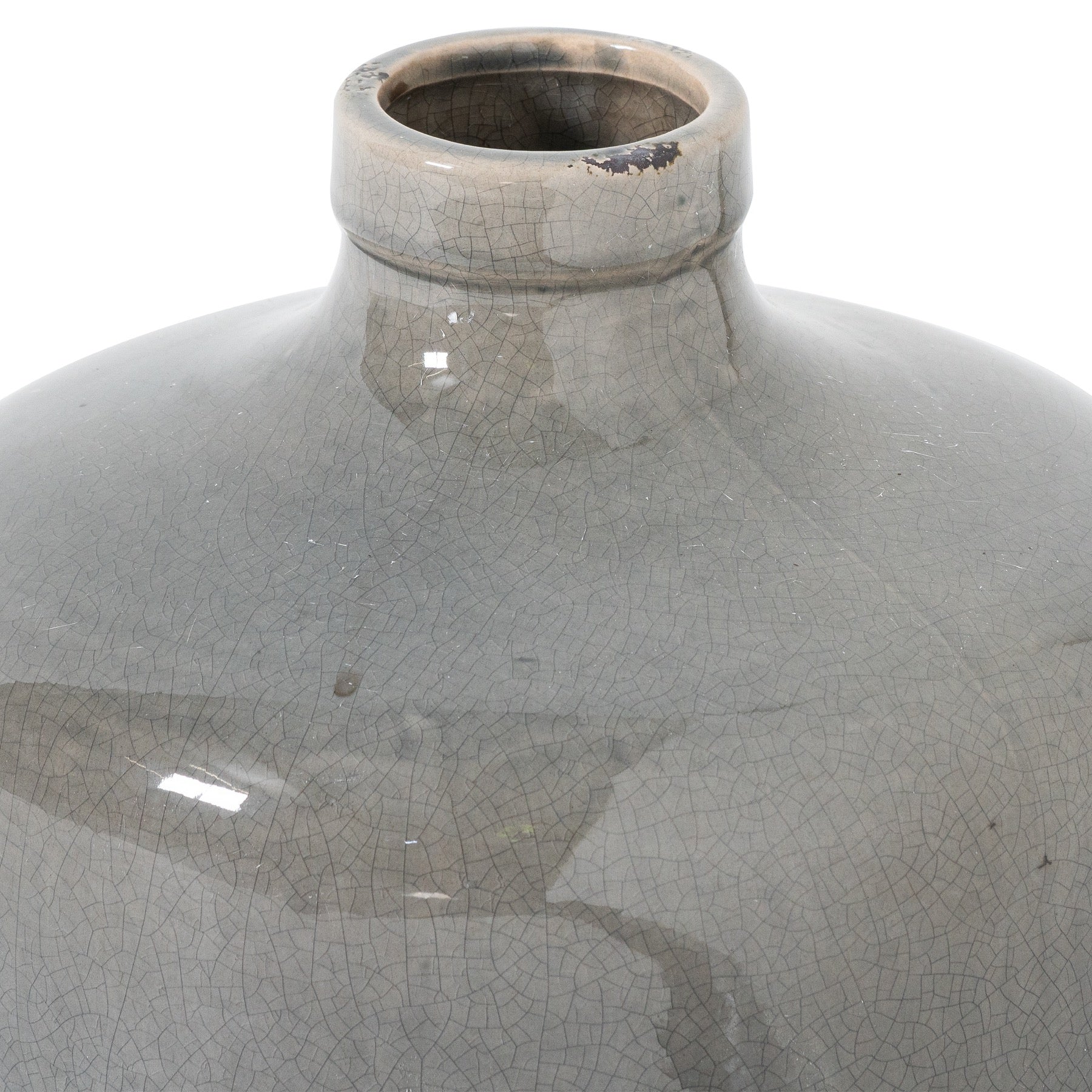 Garda Grey Glazed Chive Vase - Ceramic Modern Textured Decorative Accent