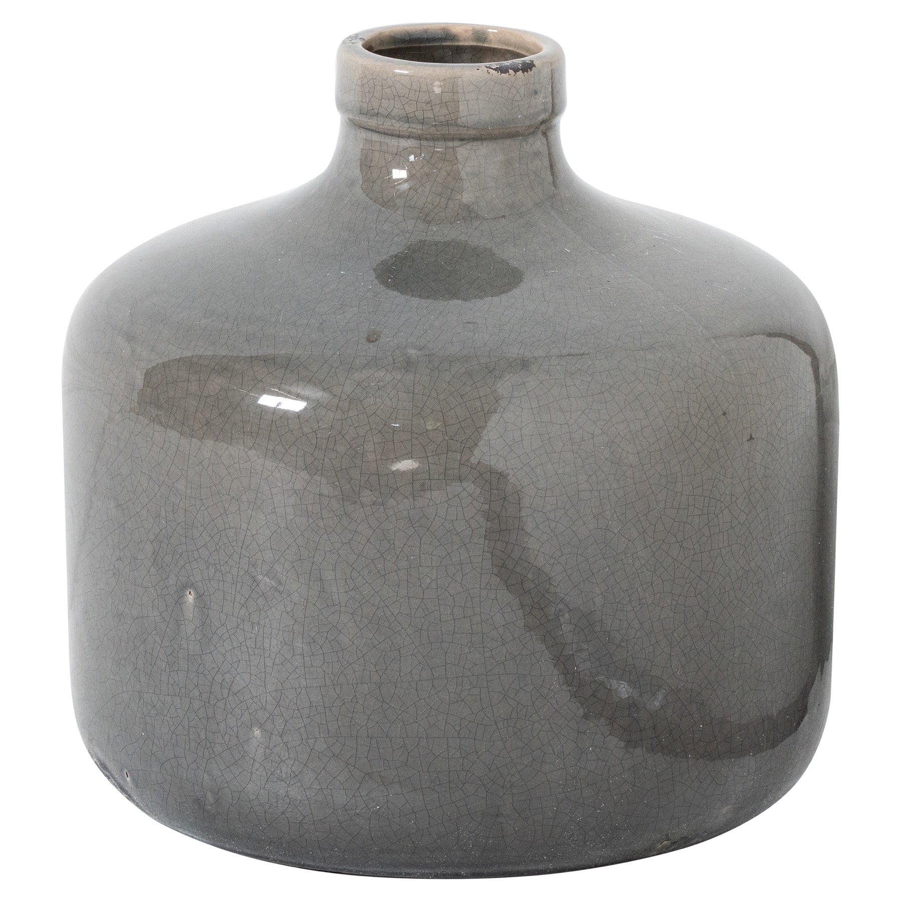 Garda Grey Glazed Chive Vase - Ceramic Modern Textured Decorative Accent