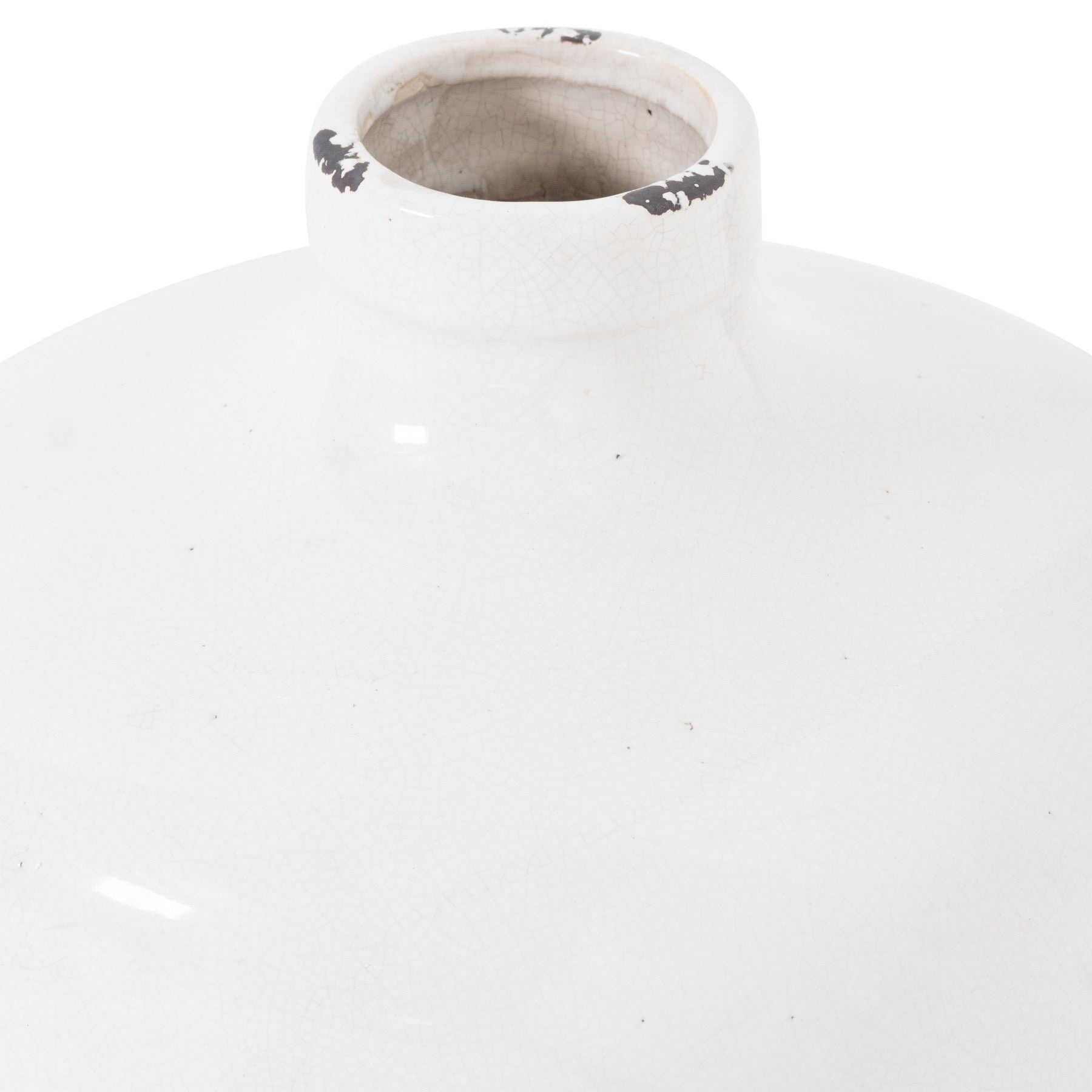 Grey Crackle Glazed Ceramic Vase – Artisanal Distressed Vessel (29cm)