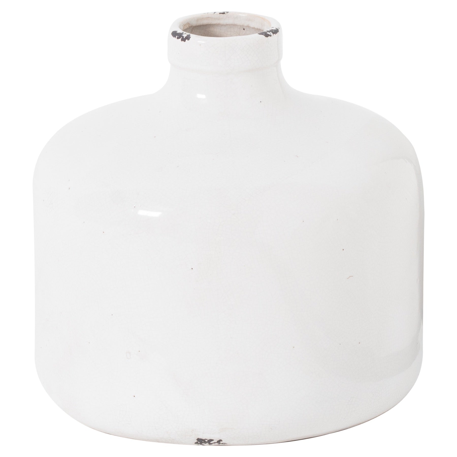 Grey Crackle Glazed Ceramic Vase – Artisanal Distressed Vessel (29cm)