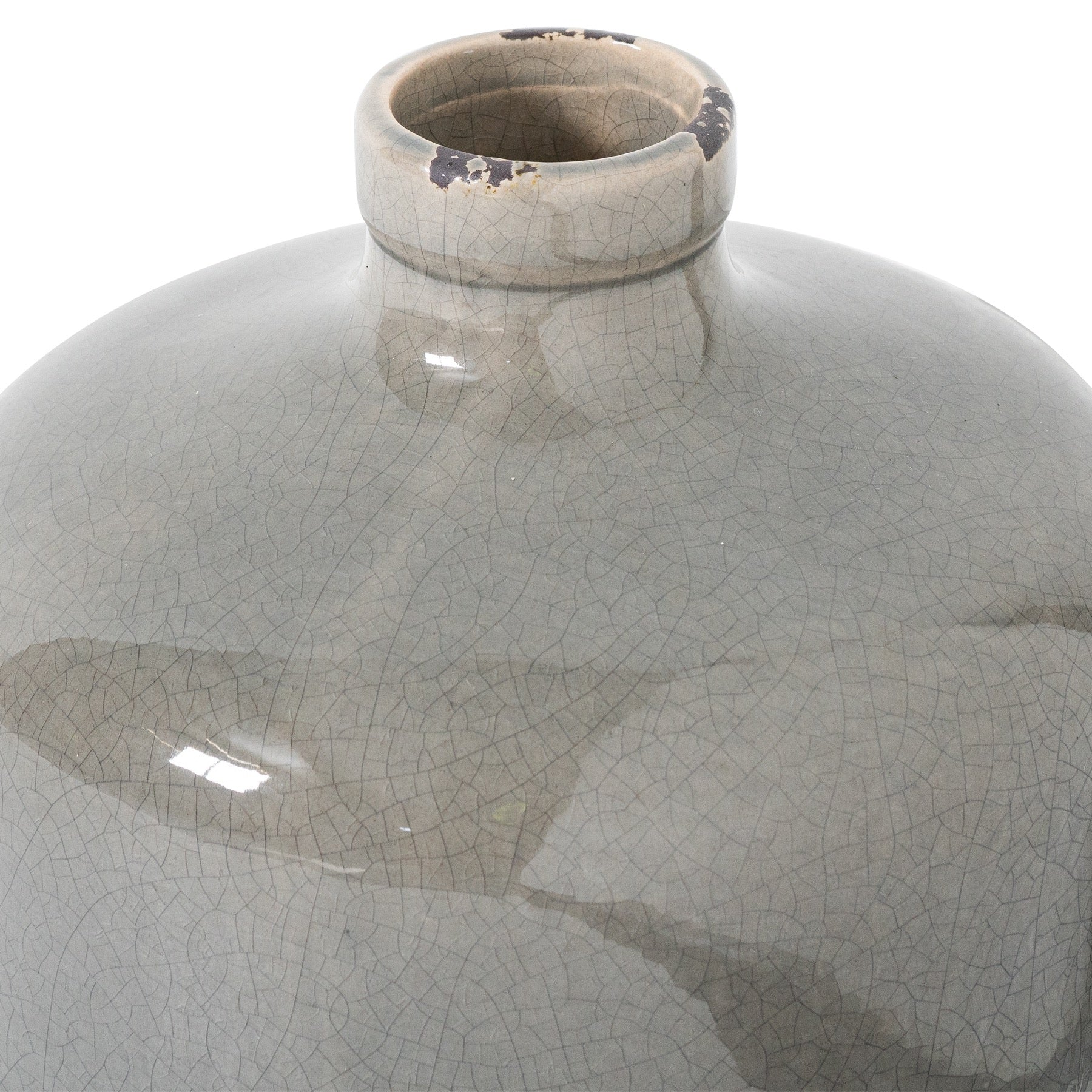 Garda Grey Glazed Eve Vase - Glazed Ceramic Decorative Centerpiece