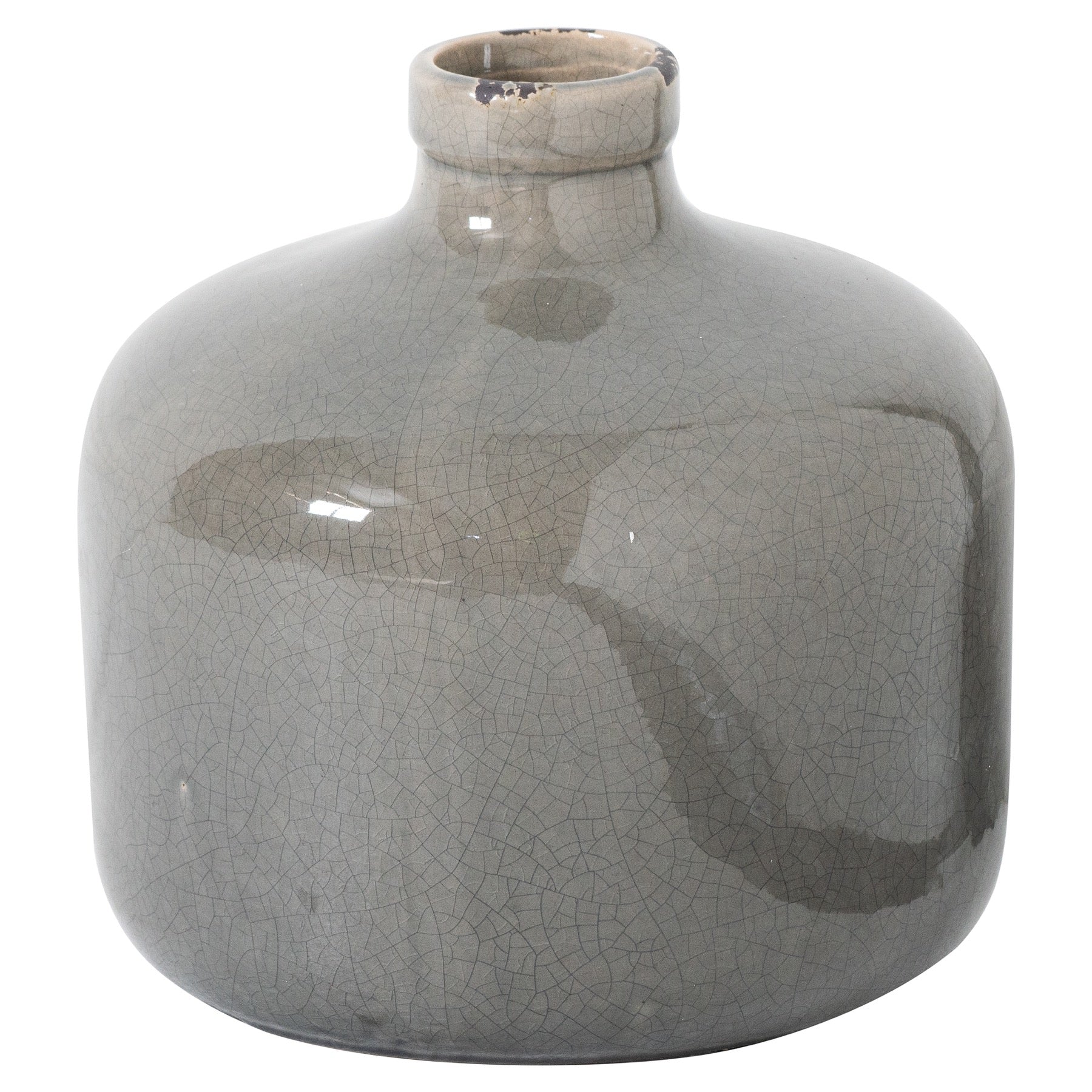 Garda Grey Glazed Eve Vase - Glazed Ceramic Decorative Centerpiece
