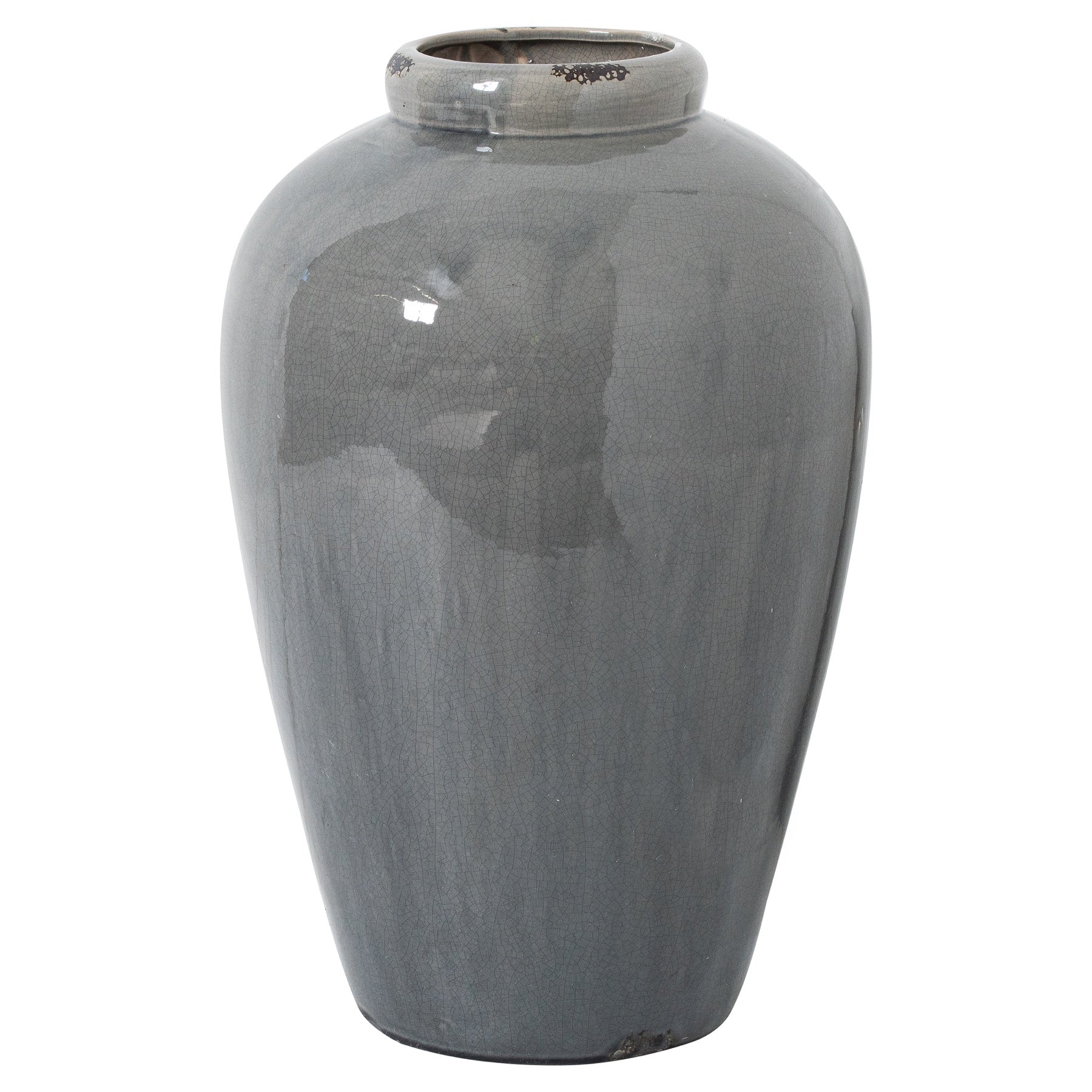Tall Garda Grey Glazed Architectural Vase – Large Floor Vessel (57cm)
