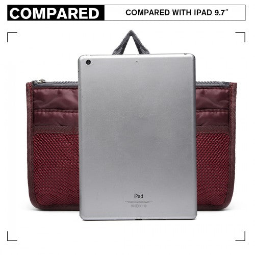 Miss Lulu Folding Nylon Handbag Organiser - Burgundy