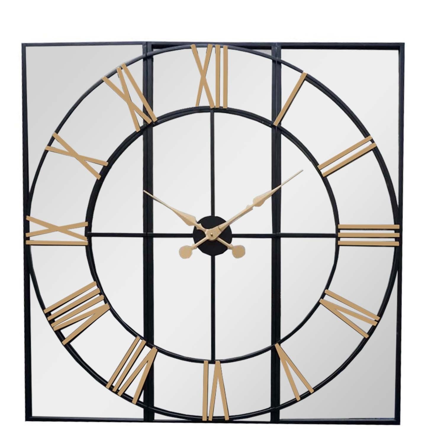 Brooklyn Black And Gold Wall Clock Handcrafted Contemporary
