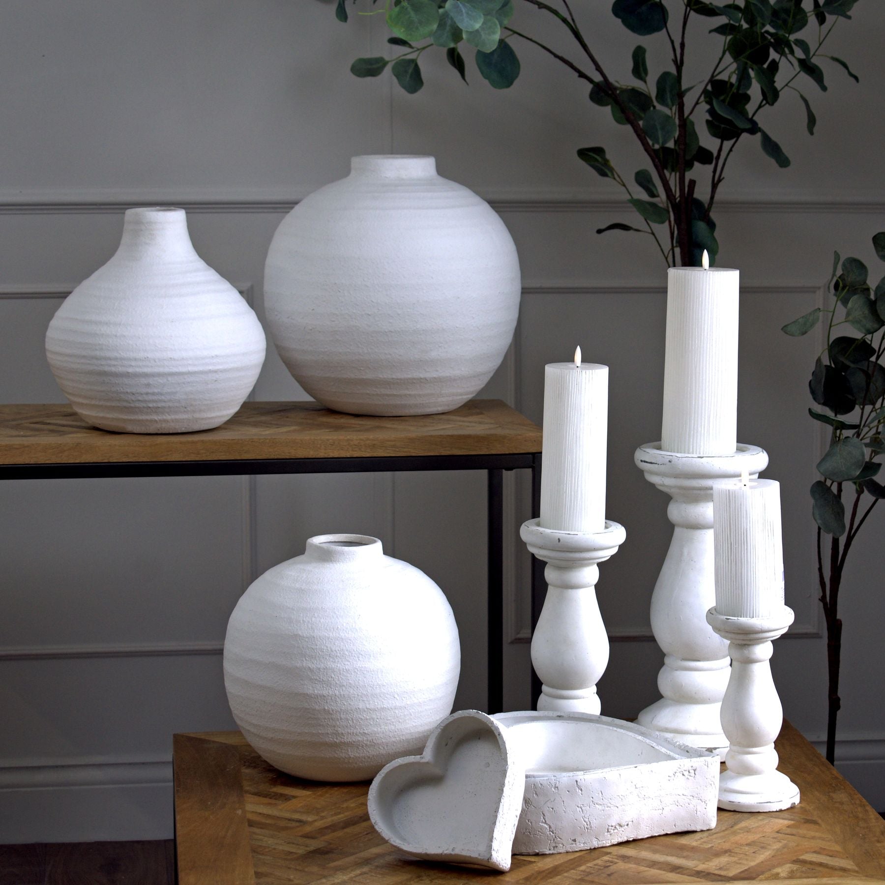 Matt White Textured Ceramic Vase - Nordic Slim Neck Minimalist Stem Bottle