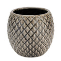 Grey Diamond Ceramic Planter – Geometric Textured Vase