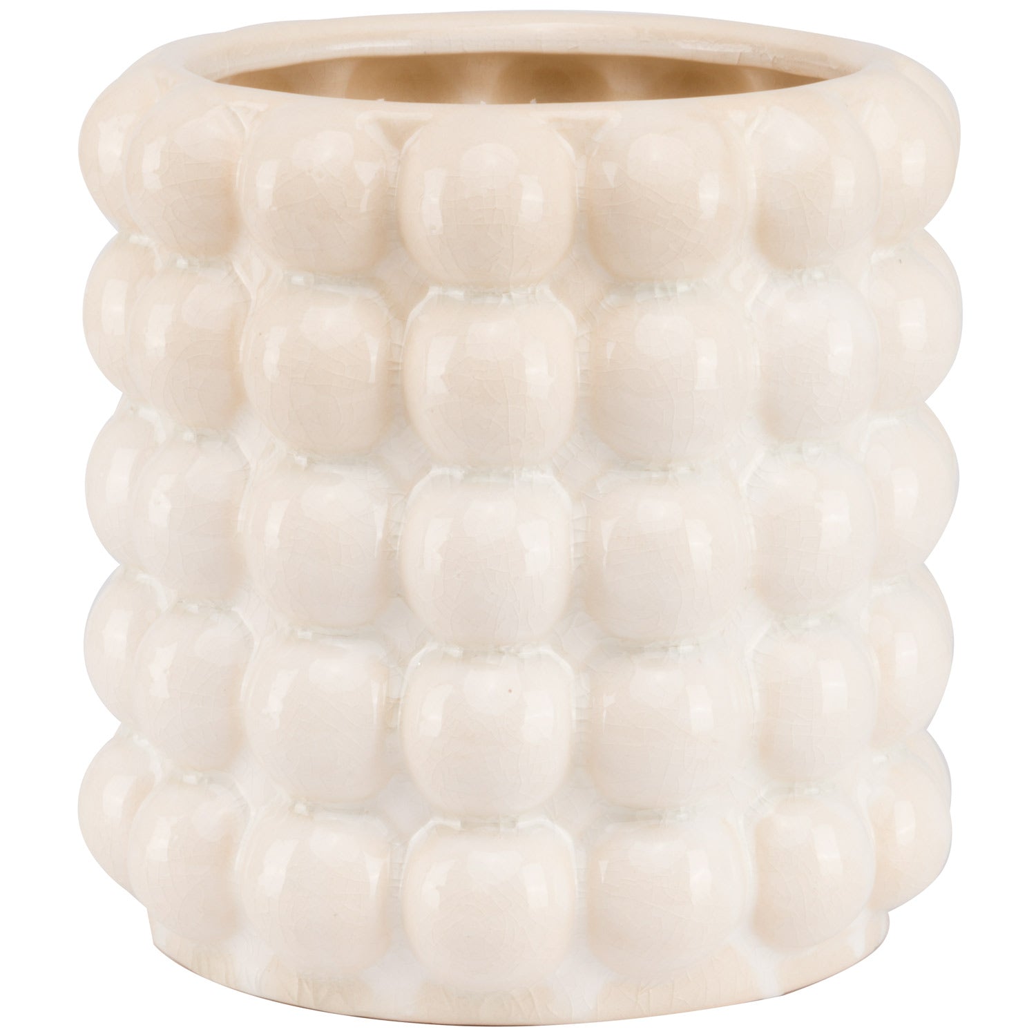 Cream Bubble Ceramic Planter – Textured Sculptural Vase