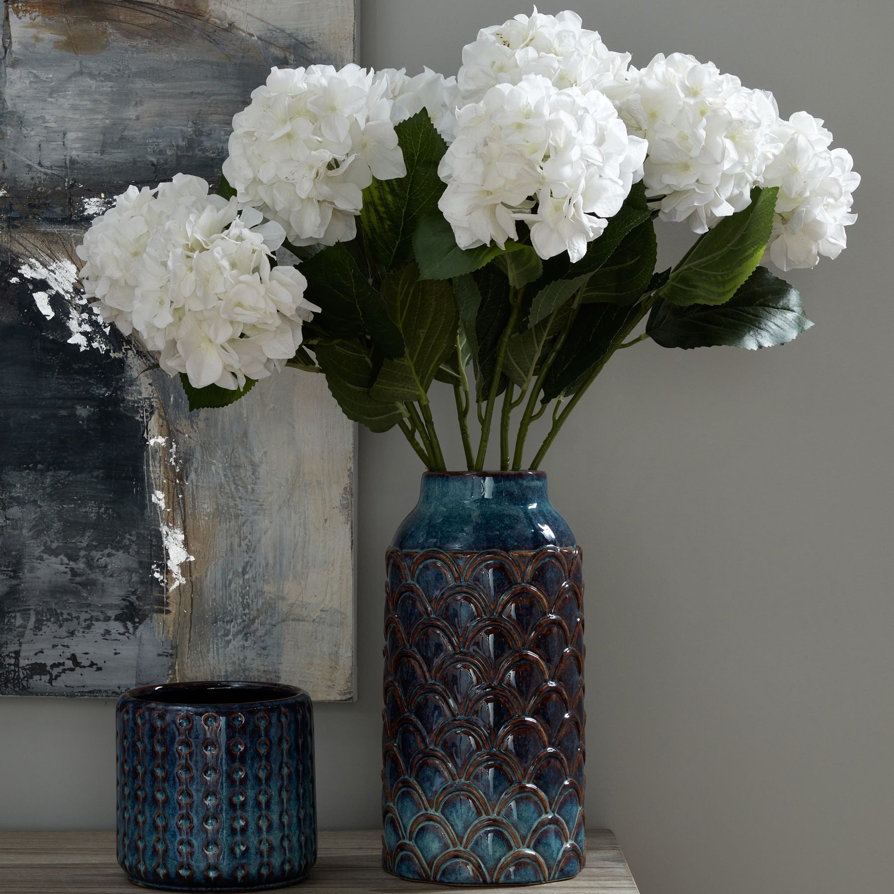Indigo Ceramic Planter – Seville Collection Textured Vase