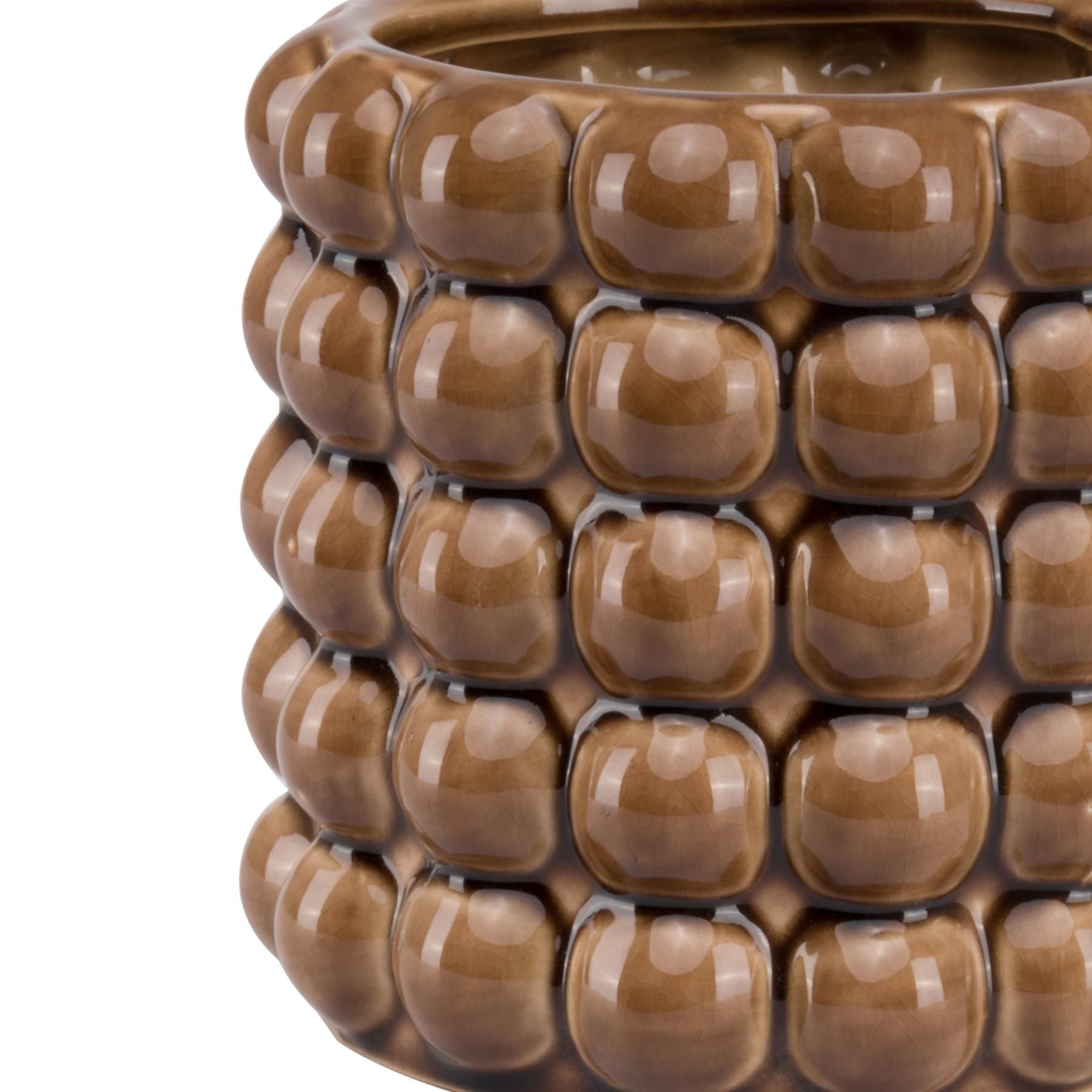 Caramel Bubble Ceramic Planter – Handcrafted Textured Pot for Home Décor