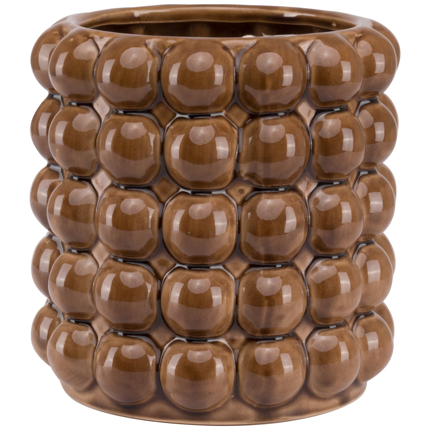Caramel Bubble Ceramic Planter – Textured Sculptural Vase 20 cm