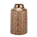 Seville Collection Small Caramel Scalloped Vase – Textured Ceramic (28cm)