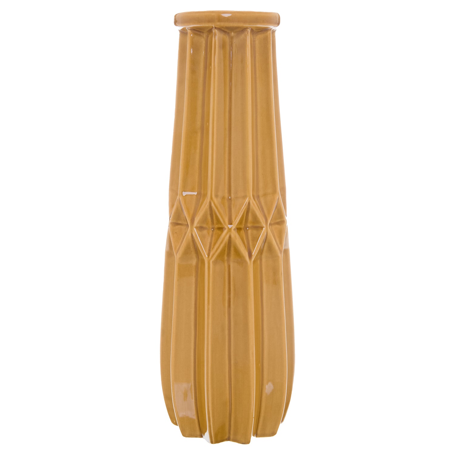 Seville Collection Tall Ochre Vase – Modern Ceramic Centerpiece (41cm)