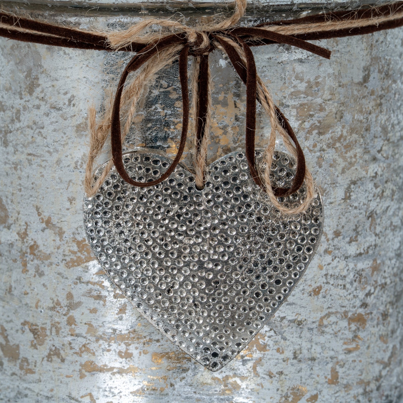 Mercury Hammered Heart Large Candle Holder