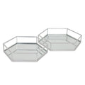 Silver Hexagon Set of Two Trays – Modern Geometric Display and Serving Trays