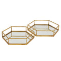 Gold Hexagon Set of Two Trays – Metallic Geometric Display & Serving Trays