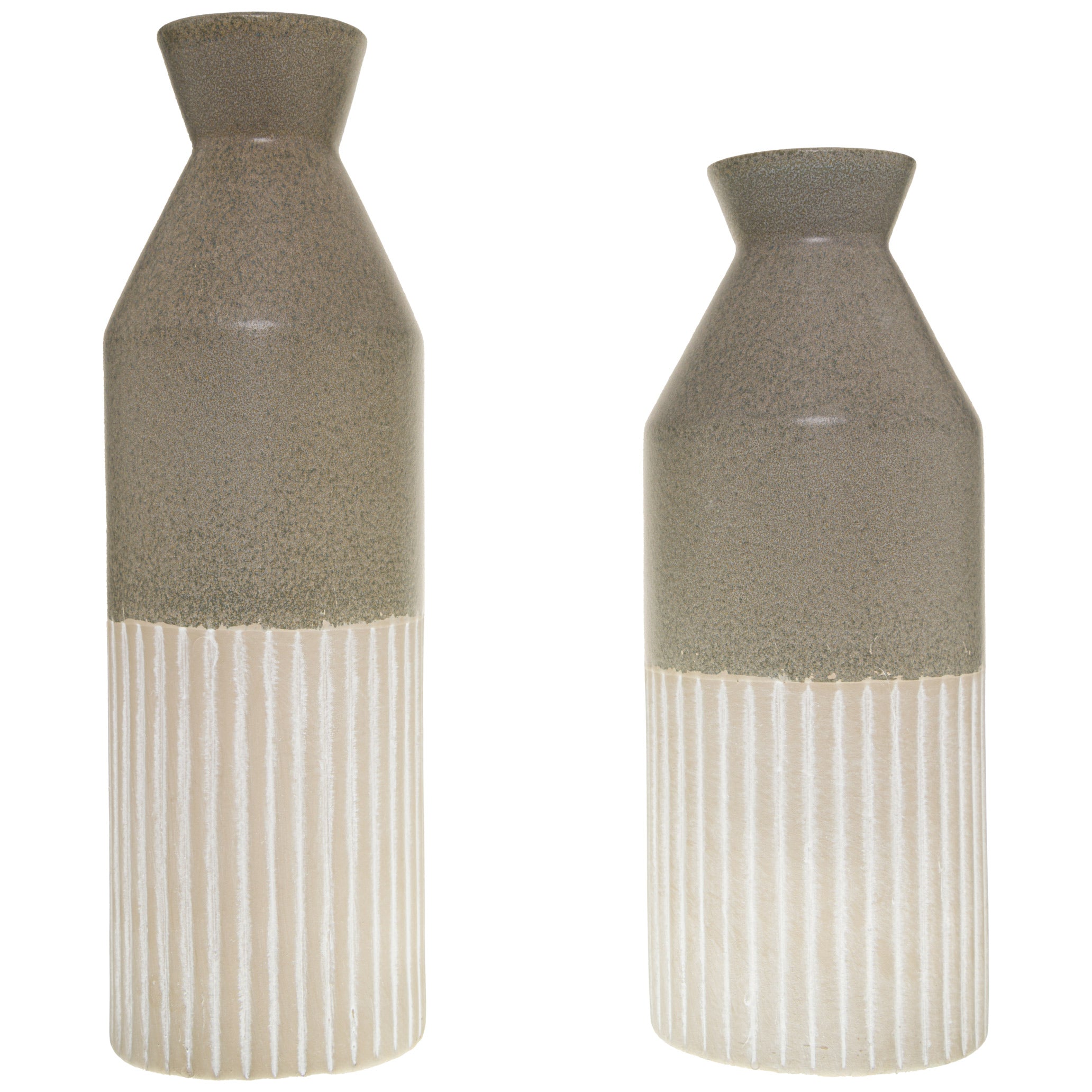 Mason Collection Grey Ceramic Ellipse Tall Vase - Modern Minimalist Accent