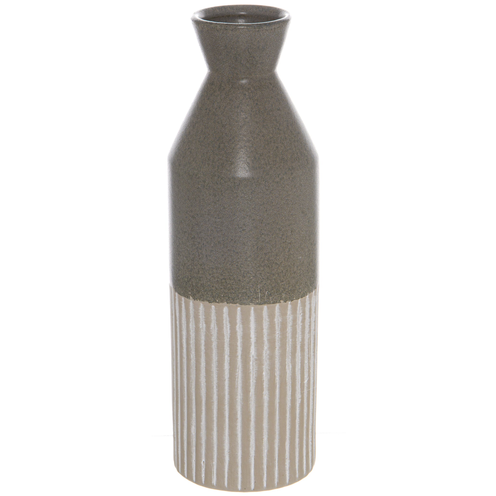 Mason Collection Grey Ceramic Ellipse Tall Vase - Modern Minimalist Accent
