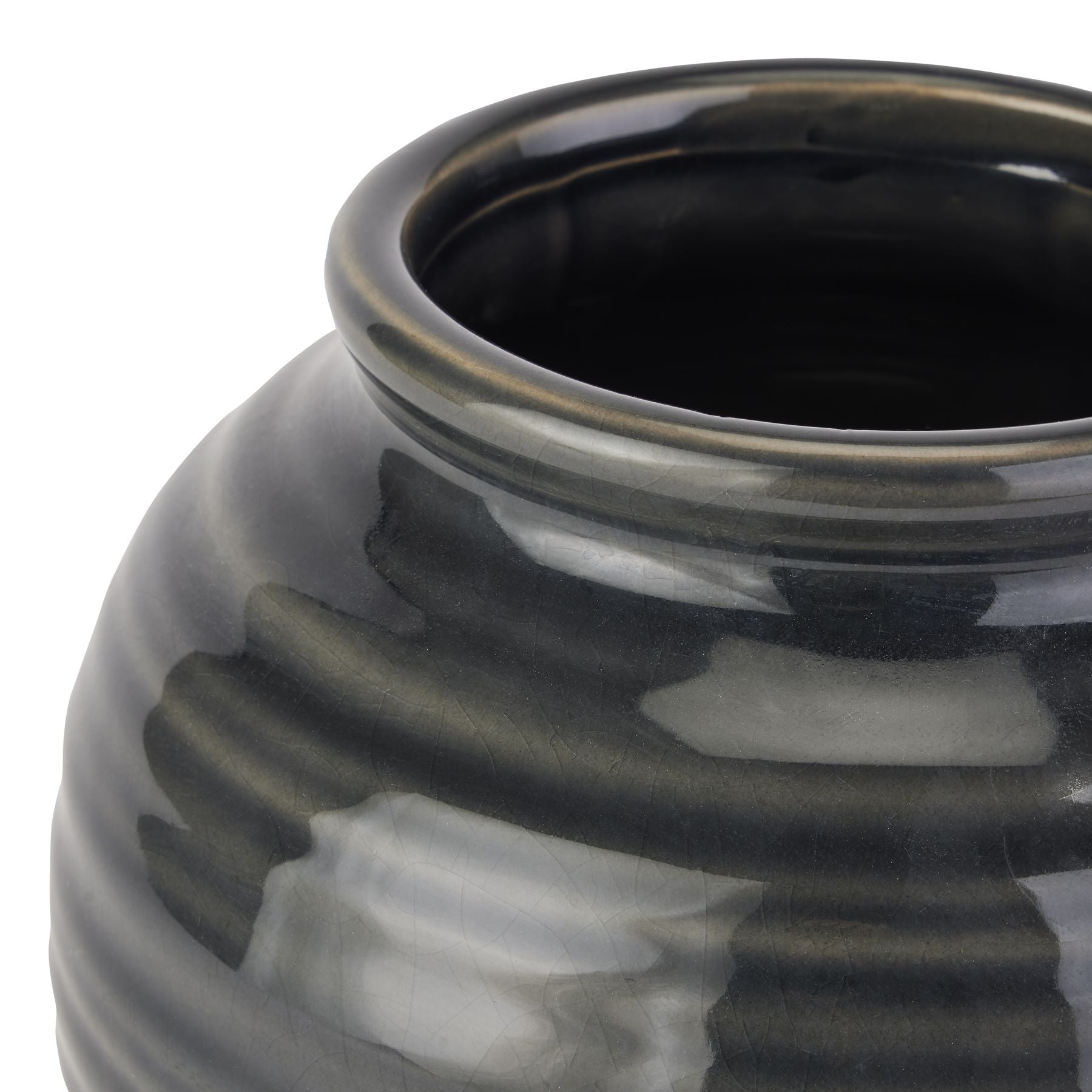 Seville Collection Navy Squat Vase – Handcrafted Glazed Ceramic