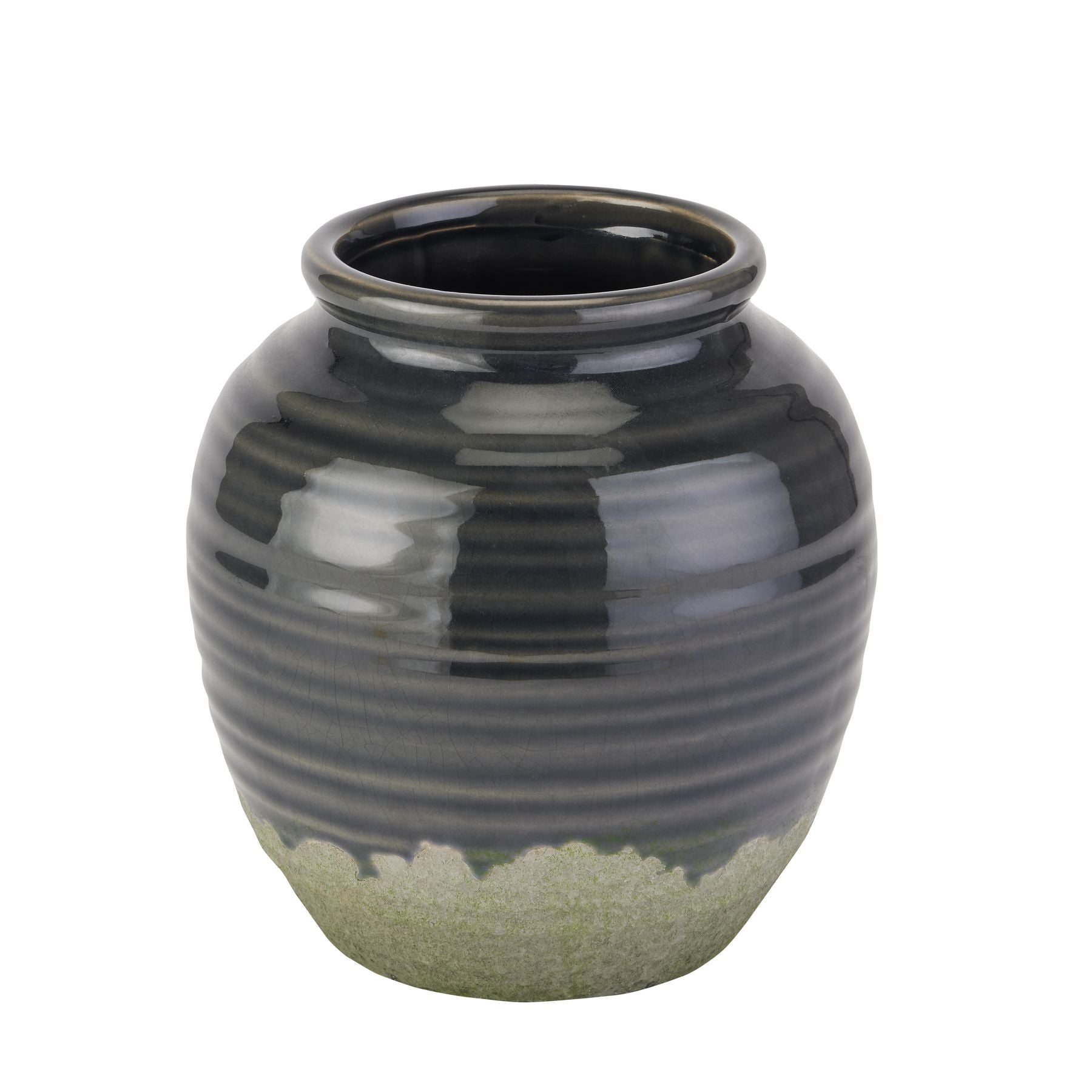 Seville Collection Navy Squat Vase – Handcrafted Glazed Ceramic